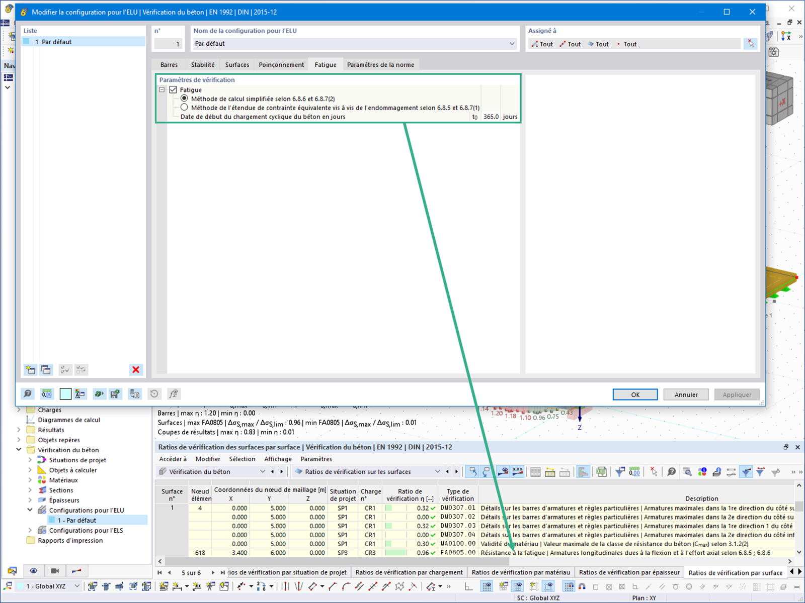Fonctionnalité 002670 | Vérification à la fatigue selon le Chapitre 6.8 de l'EN 1992-1-1