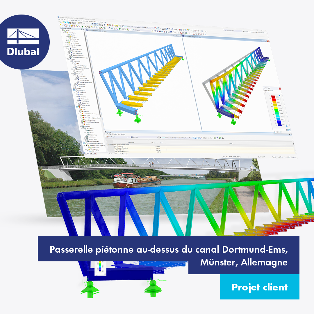 Passerelle piétonne au-dessus du canal Dortmund-Ems, Münster, Allemagne