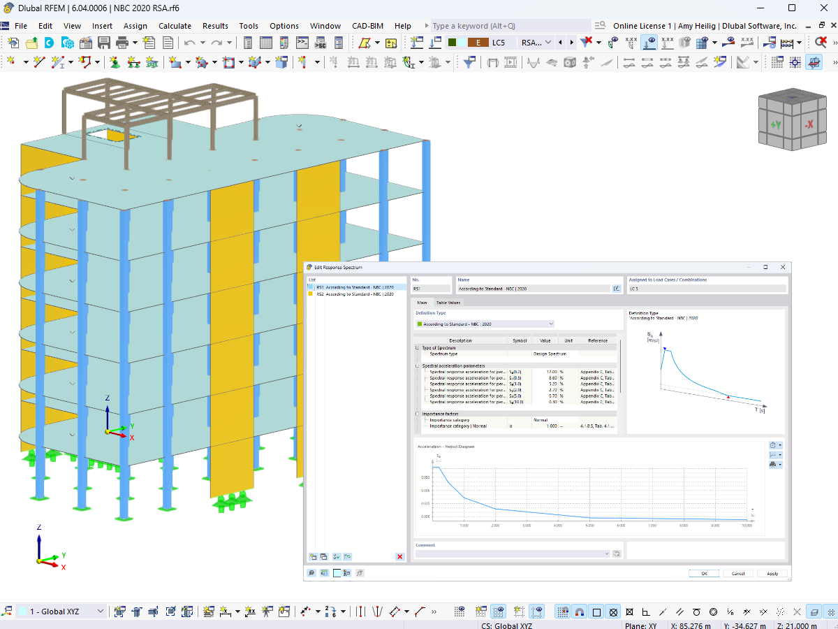 KB 001860 | Analyse du spectre de réponse modale et considération des efforts tranchants horizontaux dans RFEM 6 selon le CNB 2020