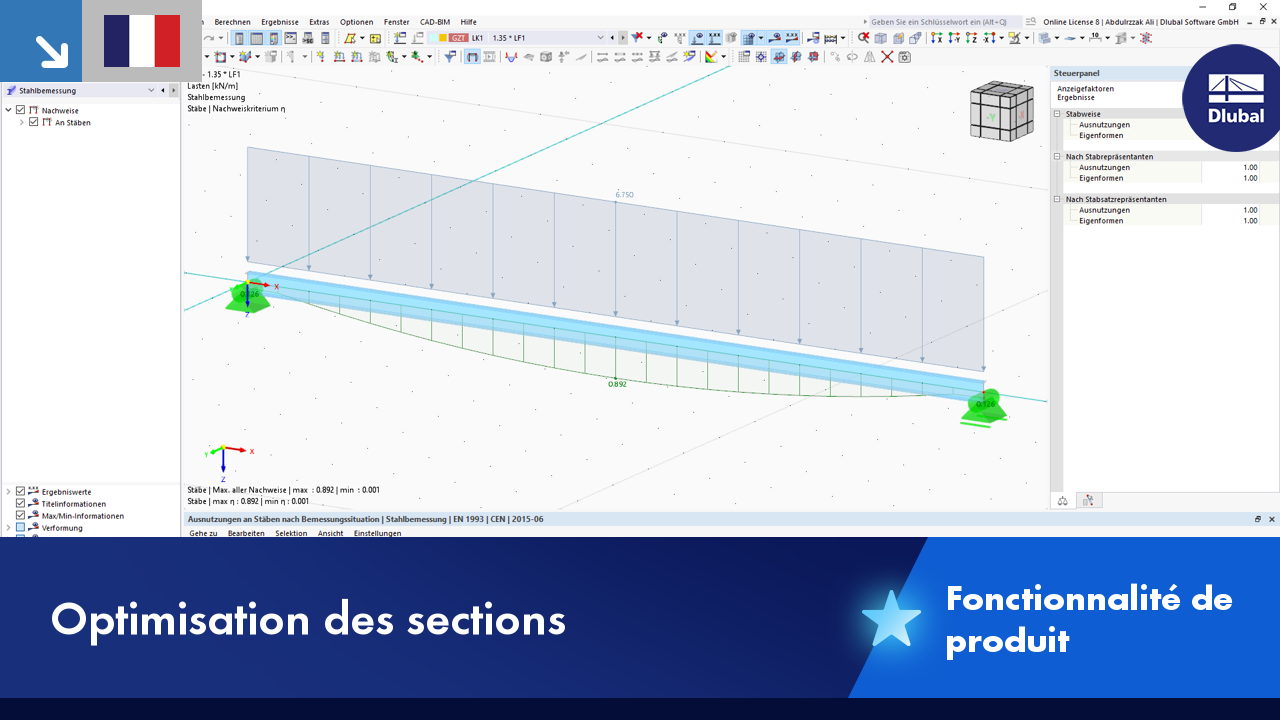 Fonctionnalité de produit | Optimisation des sections paramétriques