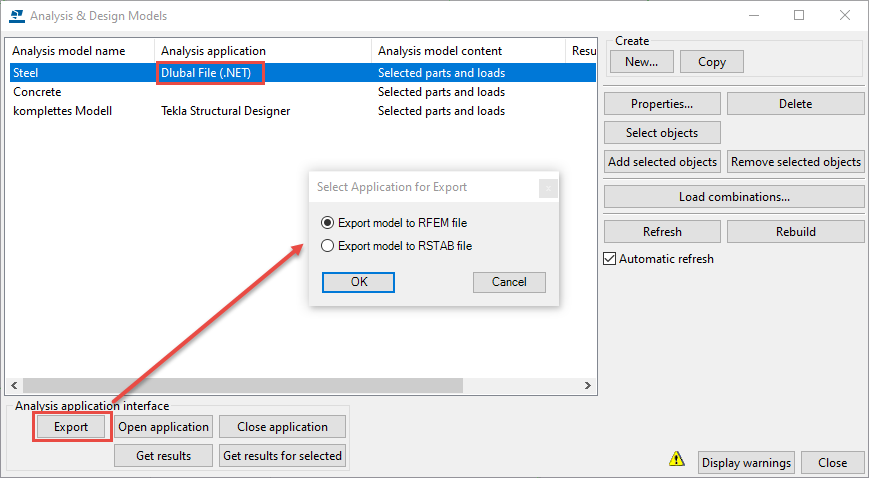 FAQ 005423 | Comment puis-je échanger des données entre RFEM 5/RSTAB 8 et Tekla 2023 ?