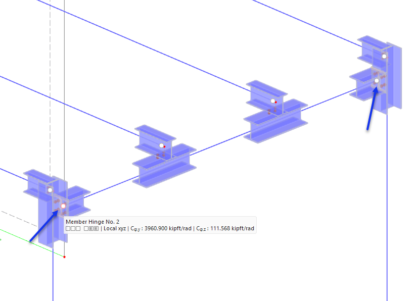 Articulations de barre connectant la poutre du portique aux poteaux