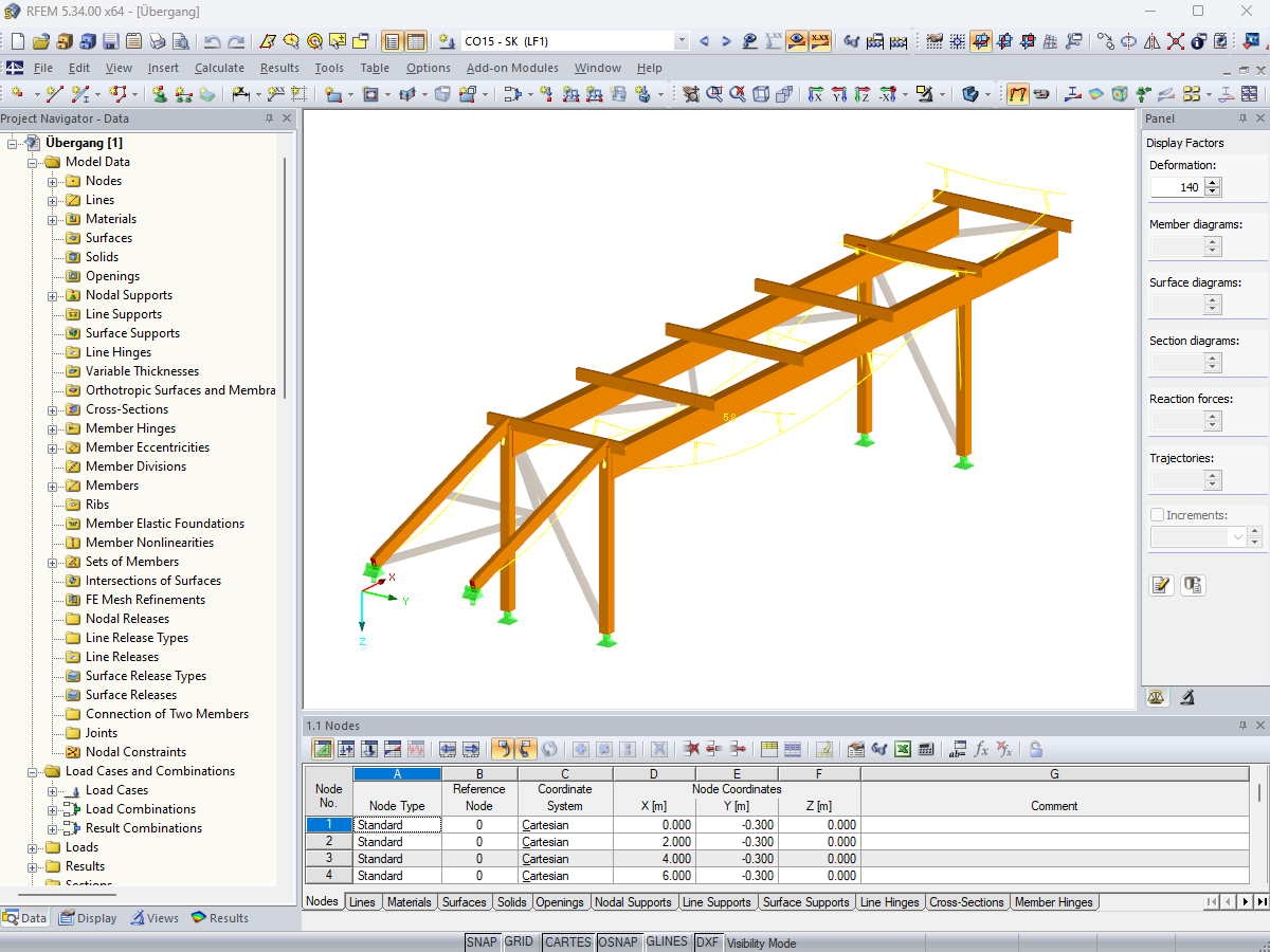 Passerelle en bois avec barres connectées de manière excentrique