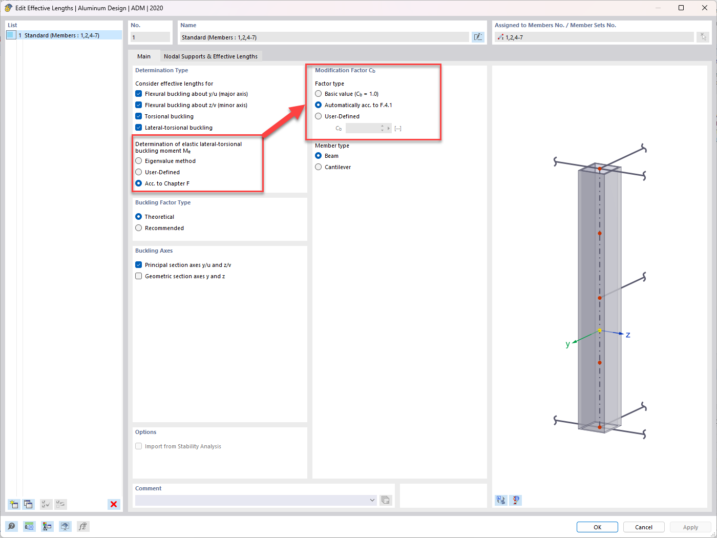 KB 001874 | Analyse du déversement selon l'ADM 2020, section F.4 dans RFEM 6