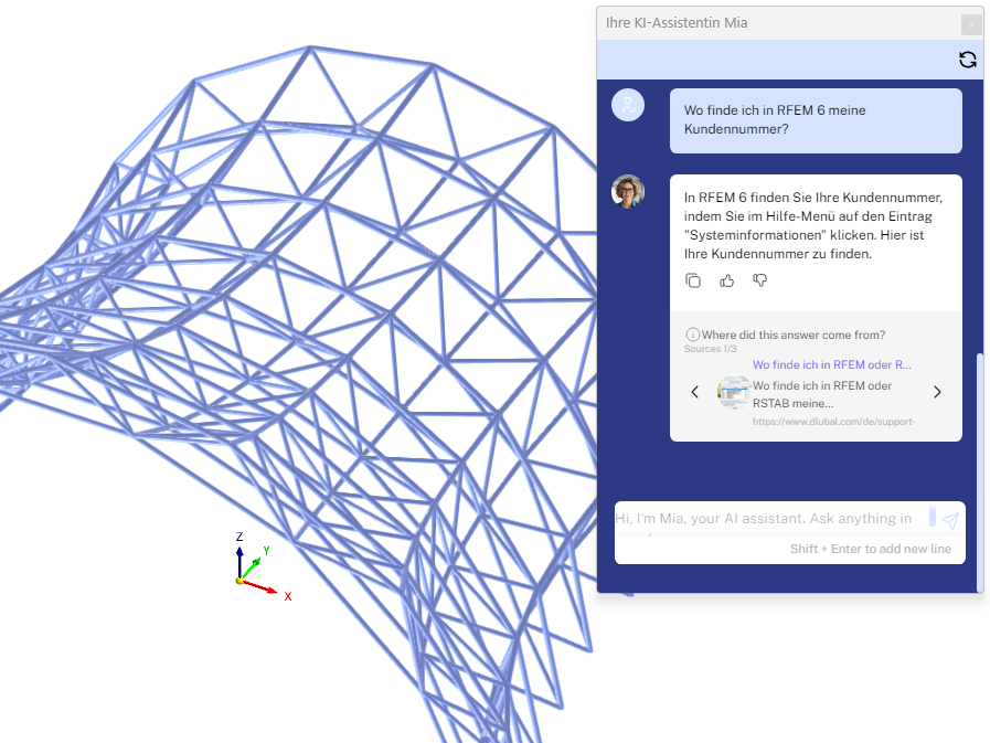 Fonctionnalité 002793 | Mia, assistant IA dans RFEM