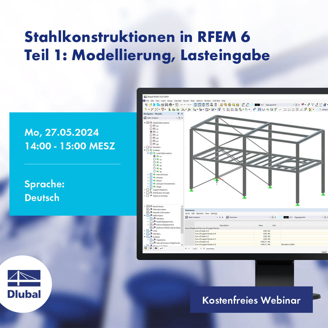 Structures en acier dans RFEM 6\n Partie 1 : Modélisation, entrée de charge