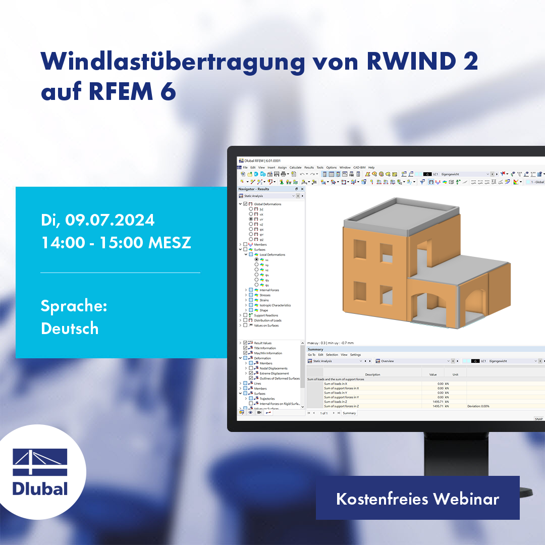 Transfert de la charge de vent de RWIND 2 à RFEM 6