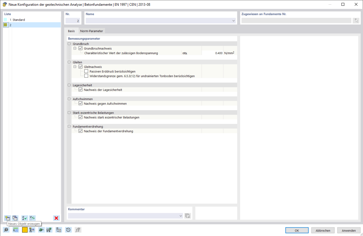 Modifier la configuration géotechnique