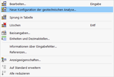 Créer une configuration de dimensionnement via le menu contextuel