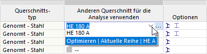 Optimisation de la section dans la rangée actuelle