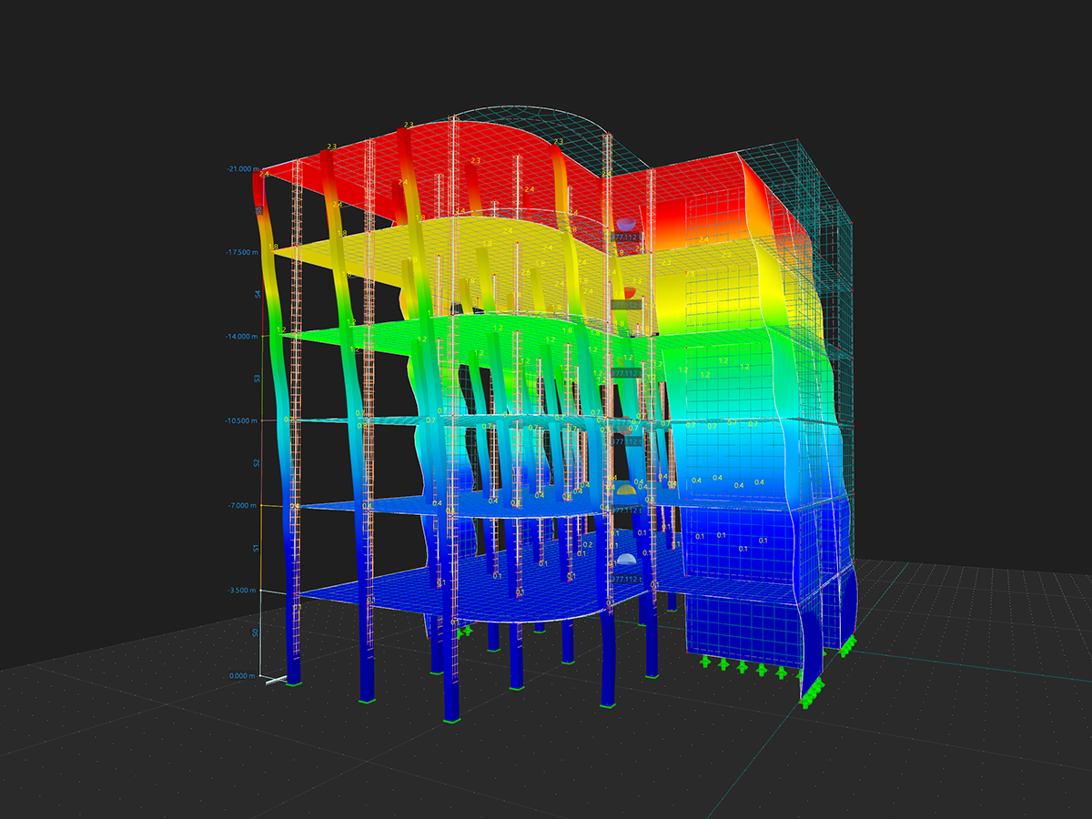 Bâtiment à plusieurs étages en béton et en acier