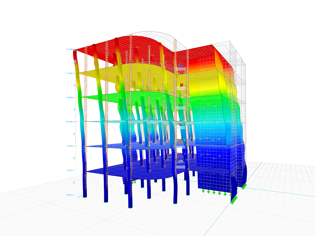 Bâtiment à plusieurs étages en béton et en acier