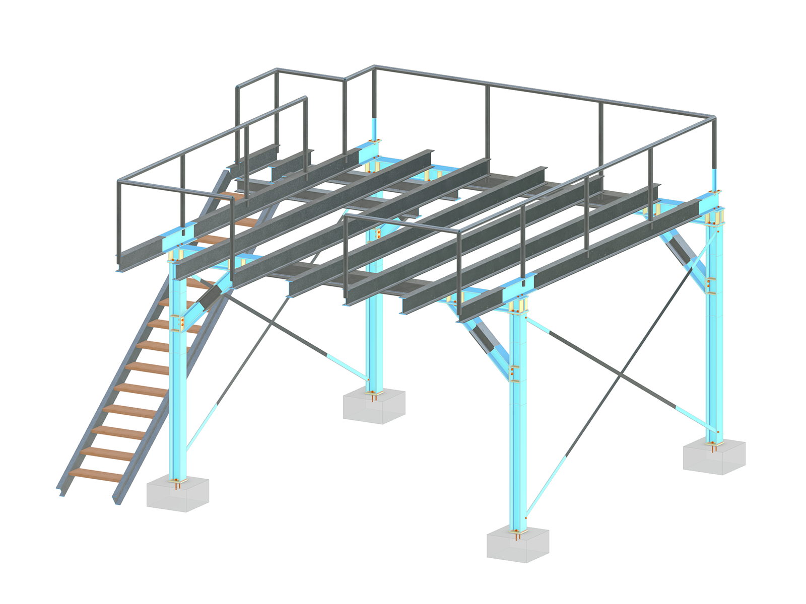 Modèle 004972 | Structure de scène avec différents assemblages en acier