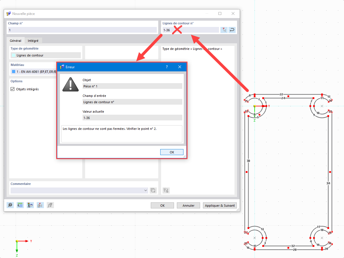 FAQ 005563 | Une erreur m'indique que mes lignes de contour ne sont pas fermées dans RSECTION 1