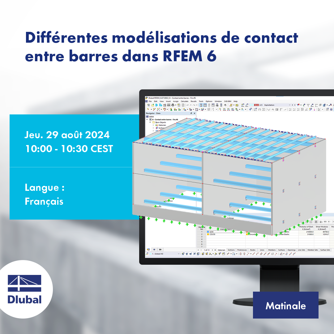 Différentes modélisations de contact entre barres dans RFEM 6