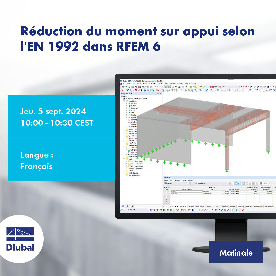 Réduction du moment sur appui selon l'EN 1992 dans RFEM 6