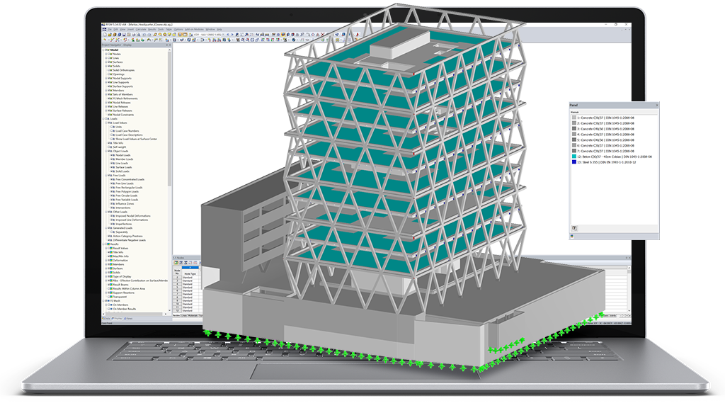 rapport d'impression de RFEM 5 | Siège de la société Markas à Bolzano, Italie