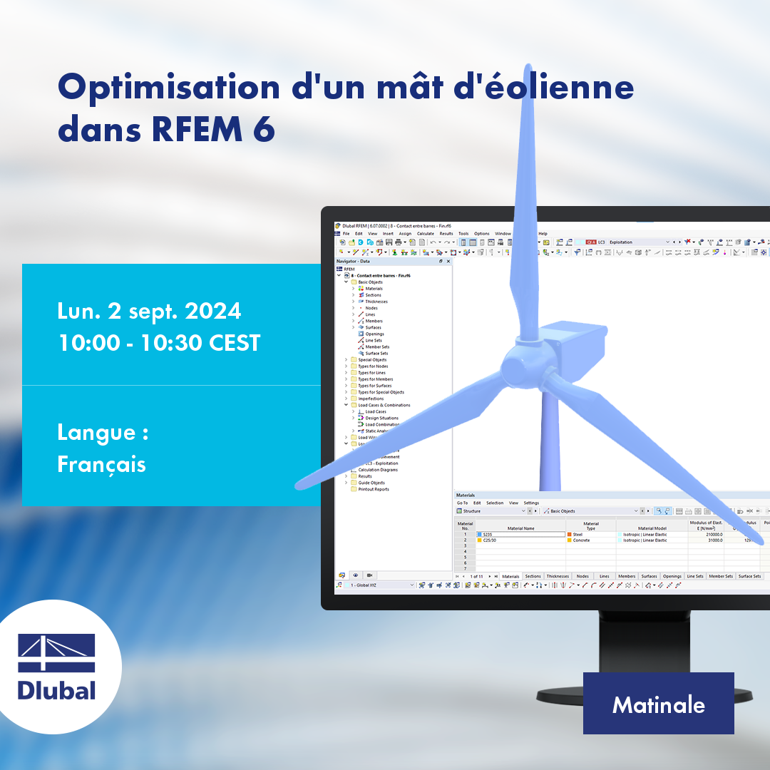 Optimisation d'un mât d'éolienne dans RFEM 6