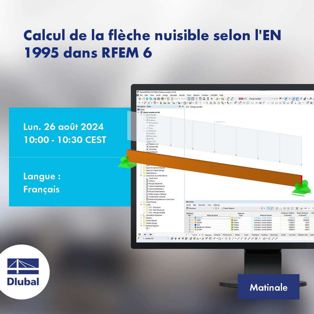 Calcul de la flèche nuisible selon l'EN 1995 dans RFEM 6