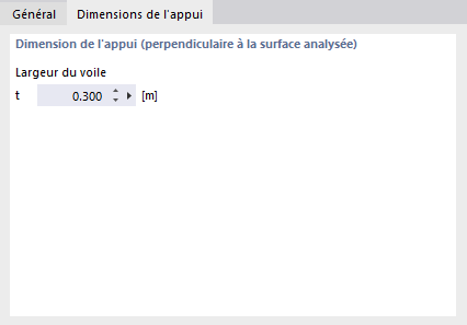 Définition des dimensions de l’appui