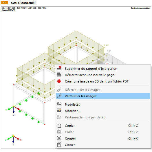 Verrouiller les images dans le menu contextuel