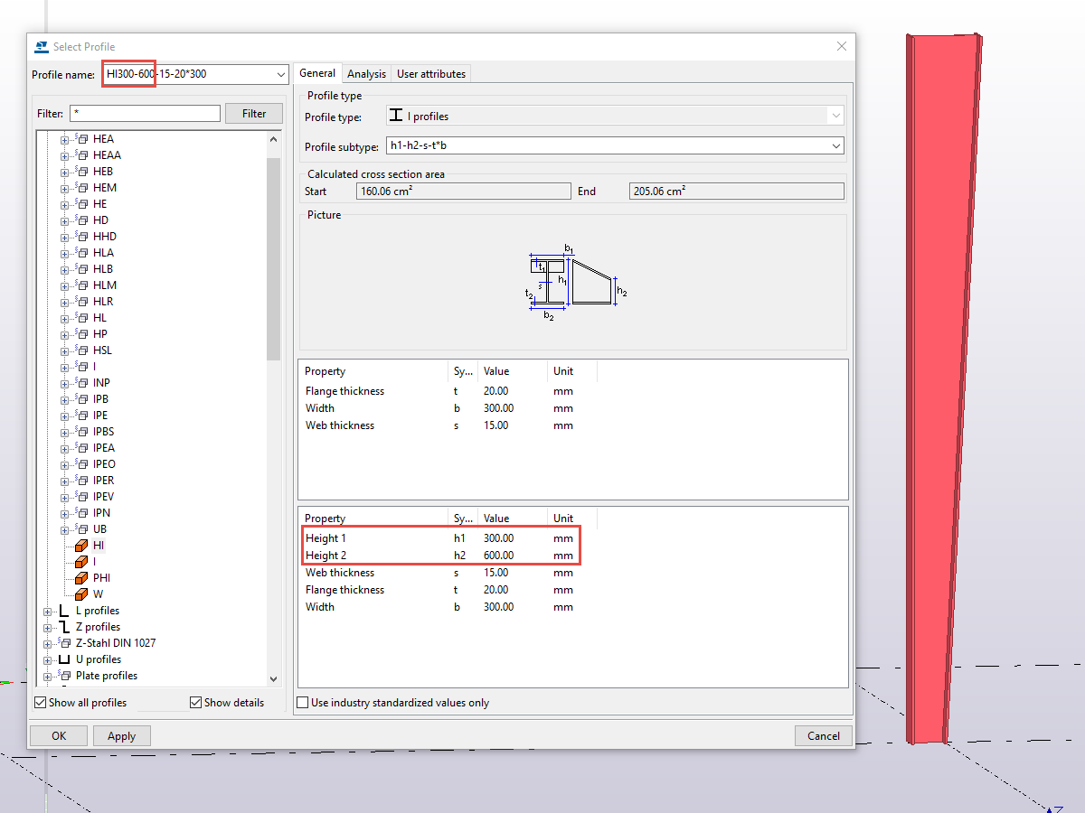 Poutres à inertie variable de Tekla Structures