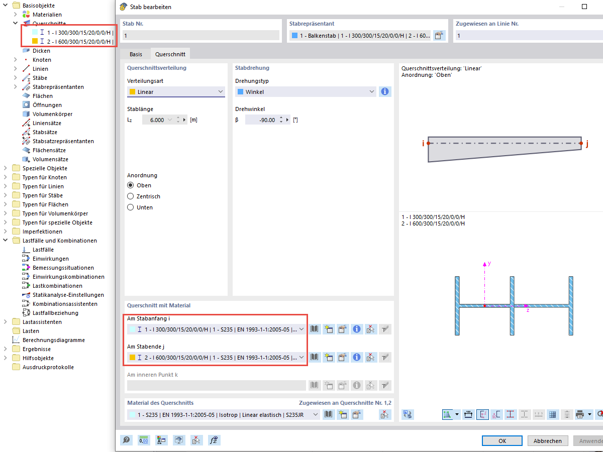 barre à inertie variable dans RFEM 6