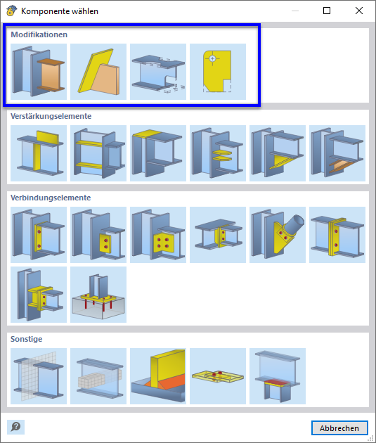 Composants pour les modifications