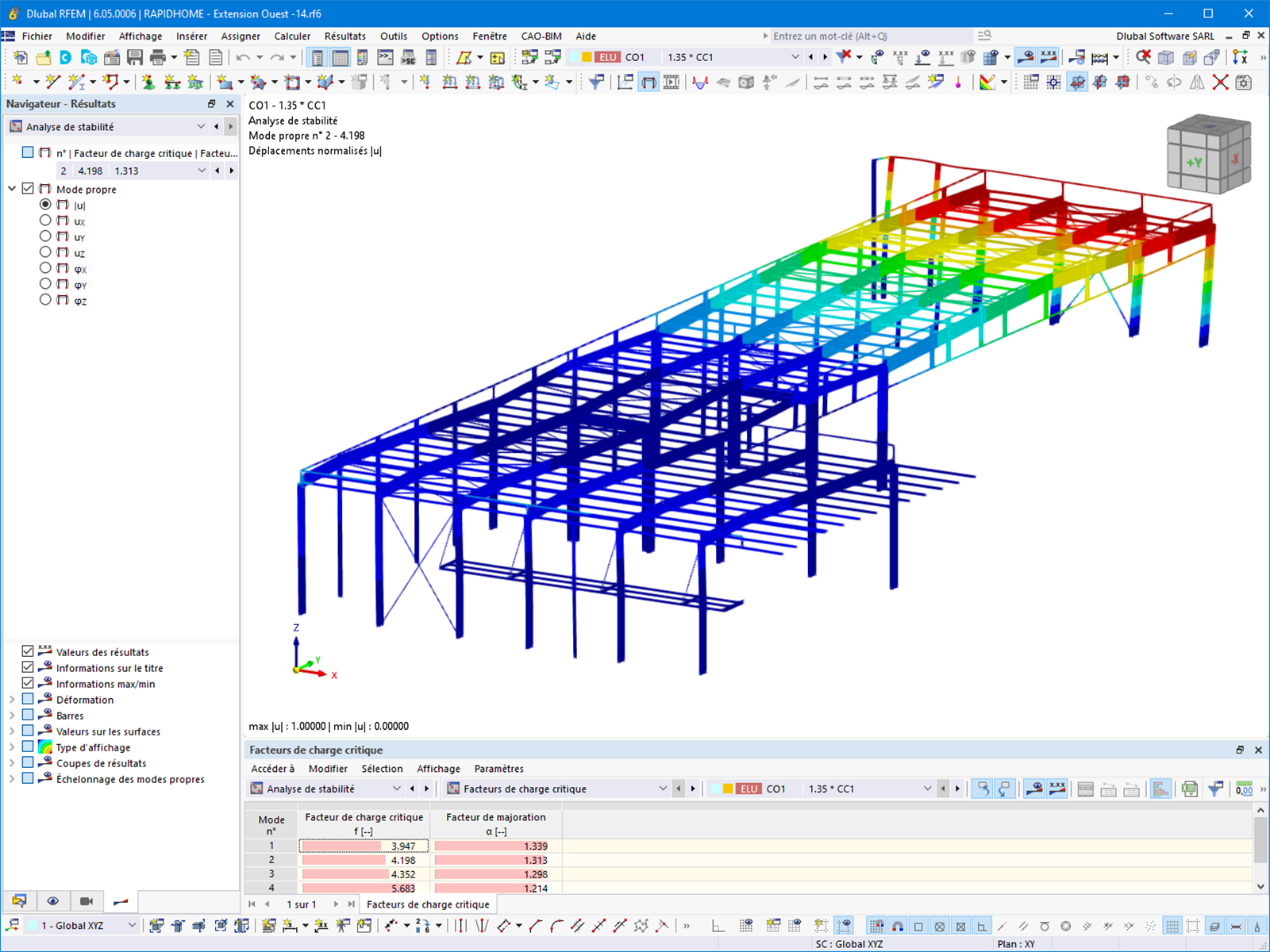 Déformations du modèle de l’extension dans RFEM | © GH-Hervouet