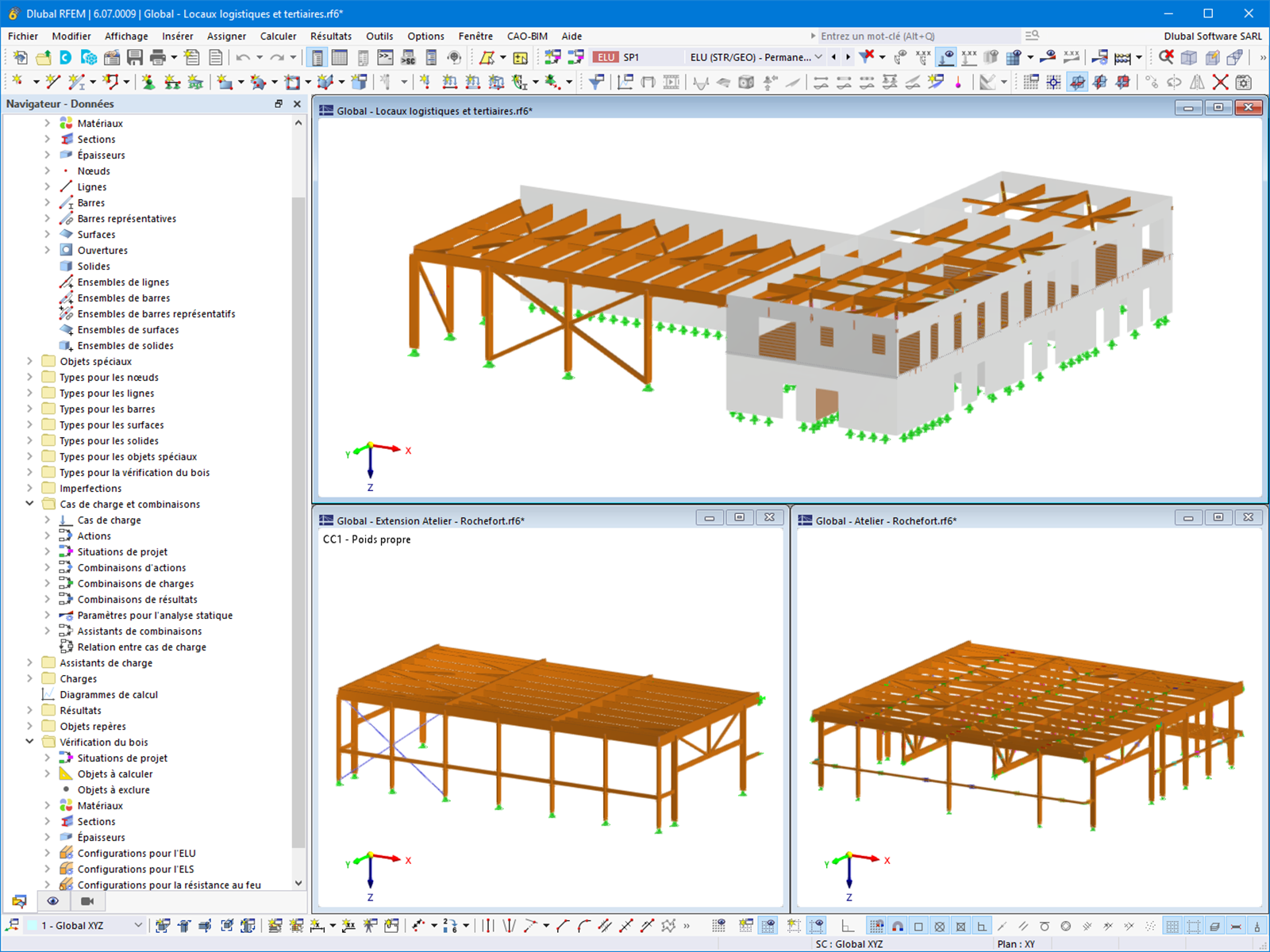 Modèle RFEM du site de fabrication d’avions hybrides | © LCA Construction Bois