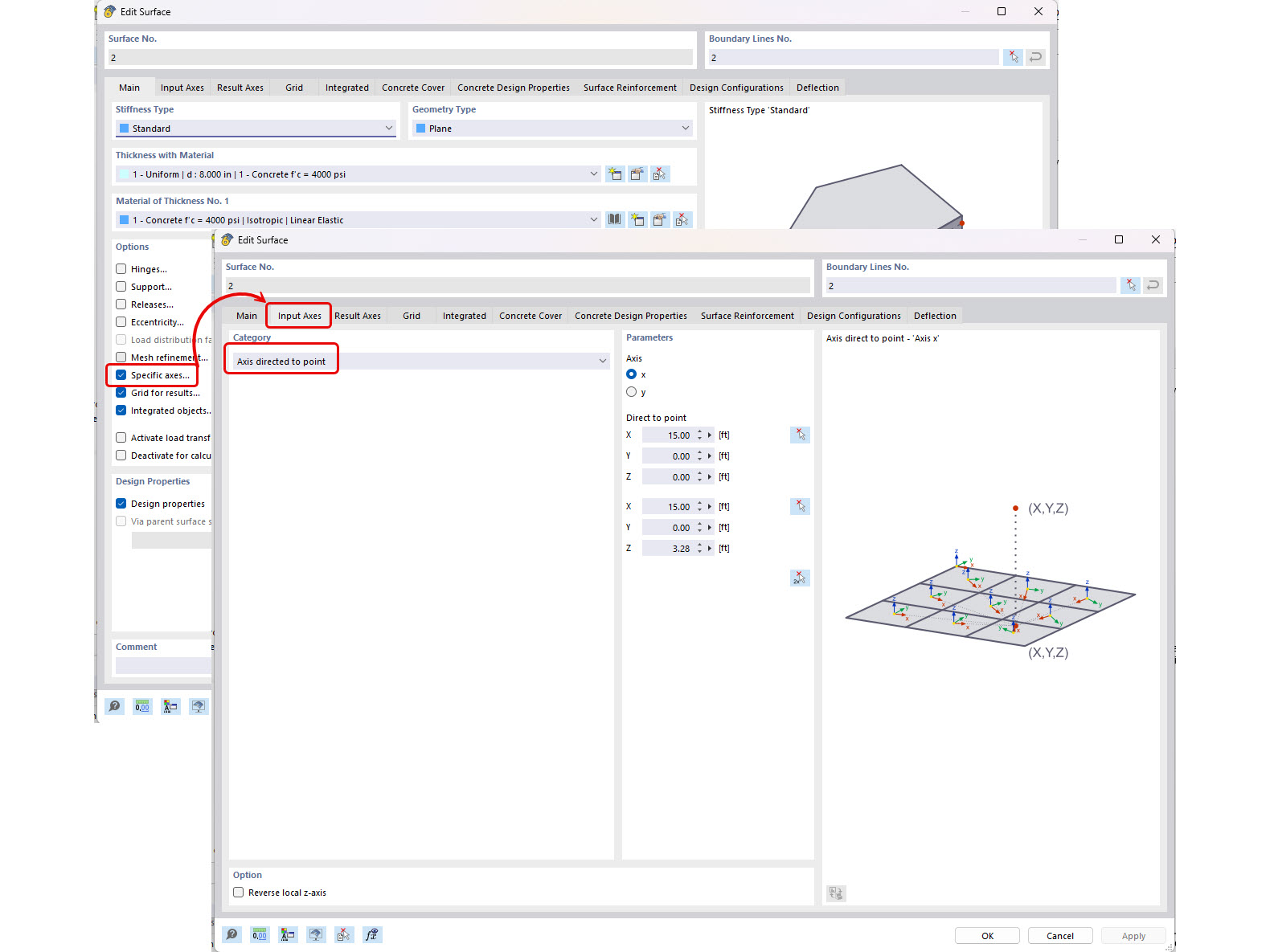 FAQ 005610 | Pour une dalle circulaire, est-il possible de visualiser les résultats d’analyses tangentiels et radiaux (plutôt qu’orthogonaux) ainsi que les exigences d’armature ?