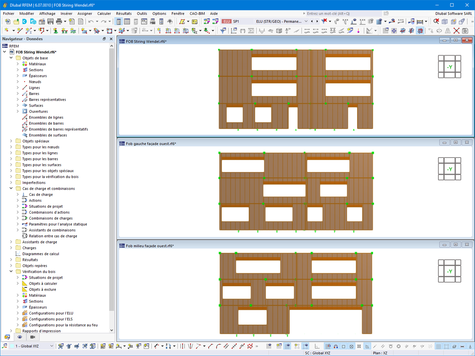 Façade ossature bois du collège dans RFEM