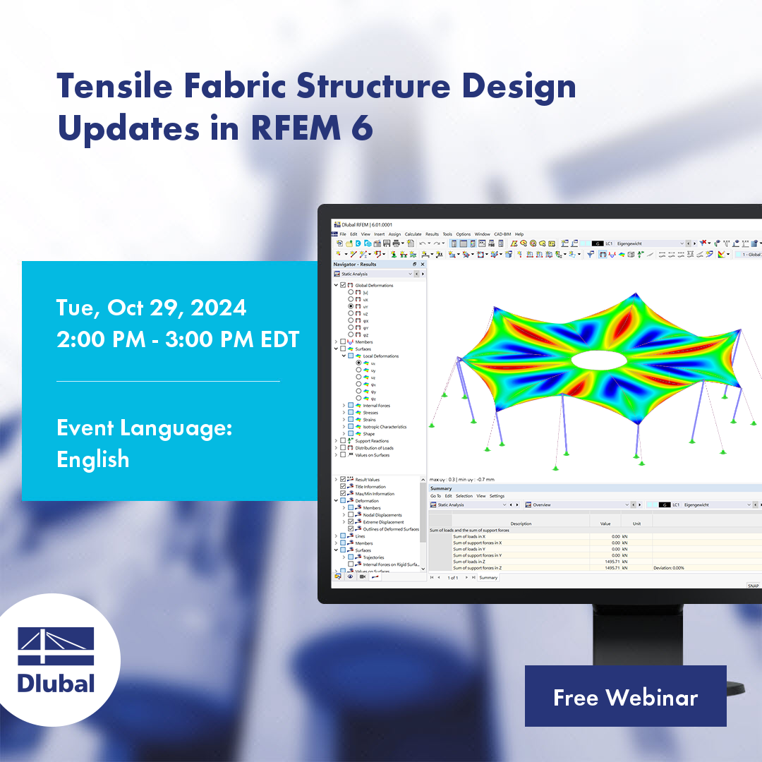 Mises à jour de la vérification des structures textile tendu dans RFEM 6