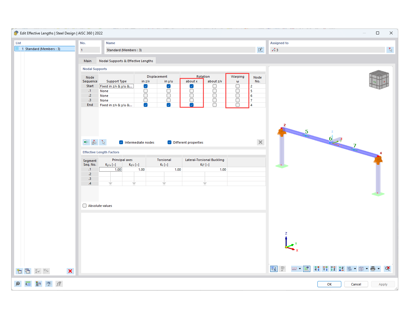 KB 001911 | Analyse de torsion selon l’AISC DG 9 avec module complémentaire 7 DDL