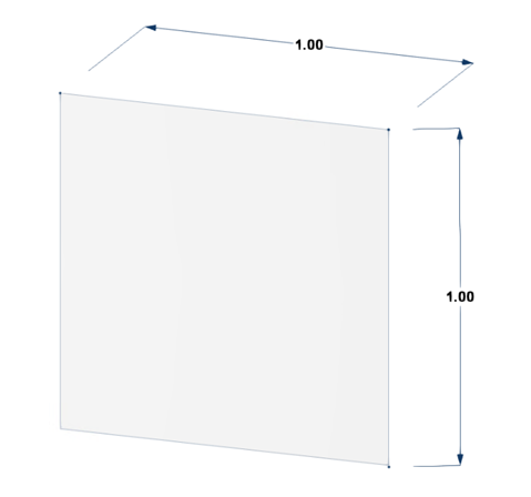 Figure 1 : Dimensions du plan carré 2D (m)