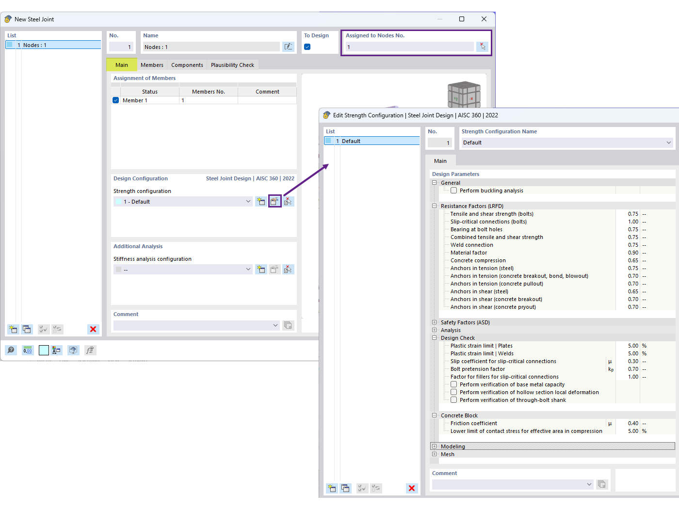 KB 001916 | Vérification des plaques d’assise selon l’AISC dans RFEM 6