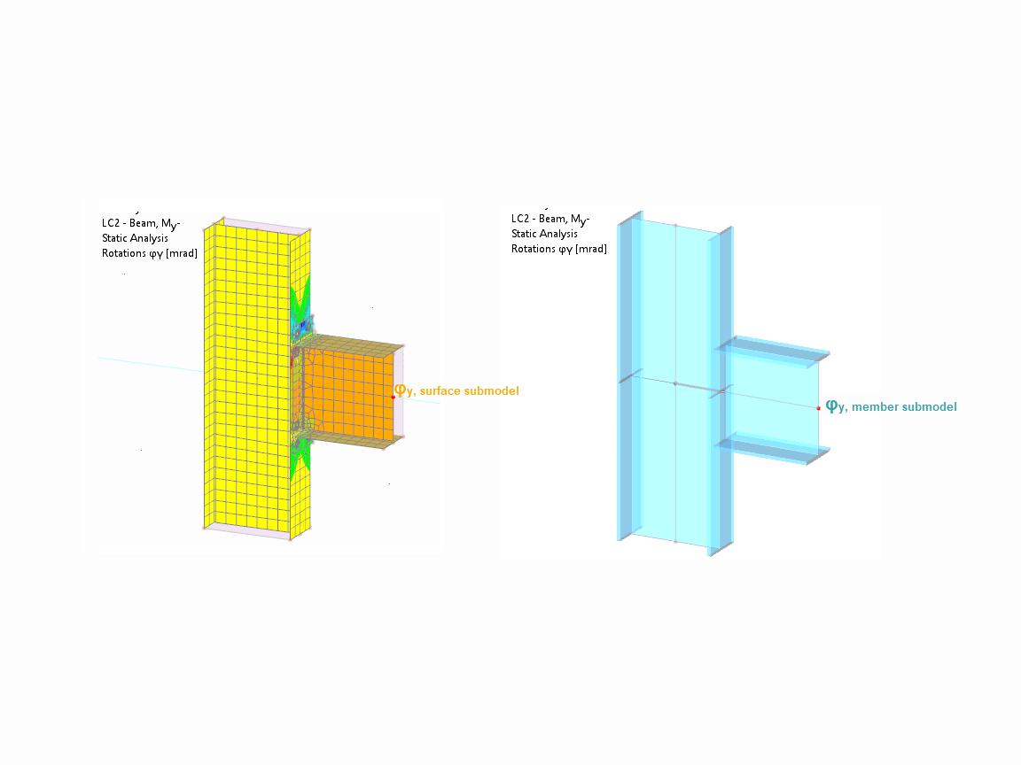 Interface Dlubal montrant le sous-modèle de surface et le sous-modèle de barre.