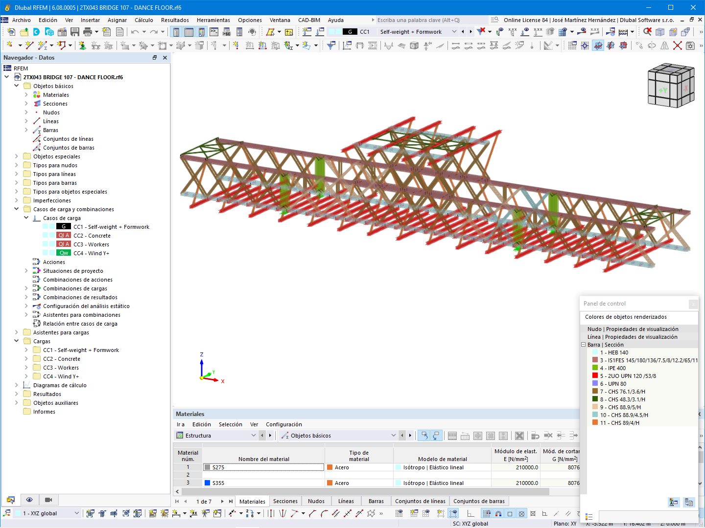 Visualisation de la plateforme Dance Floor System avec sections par couleurs