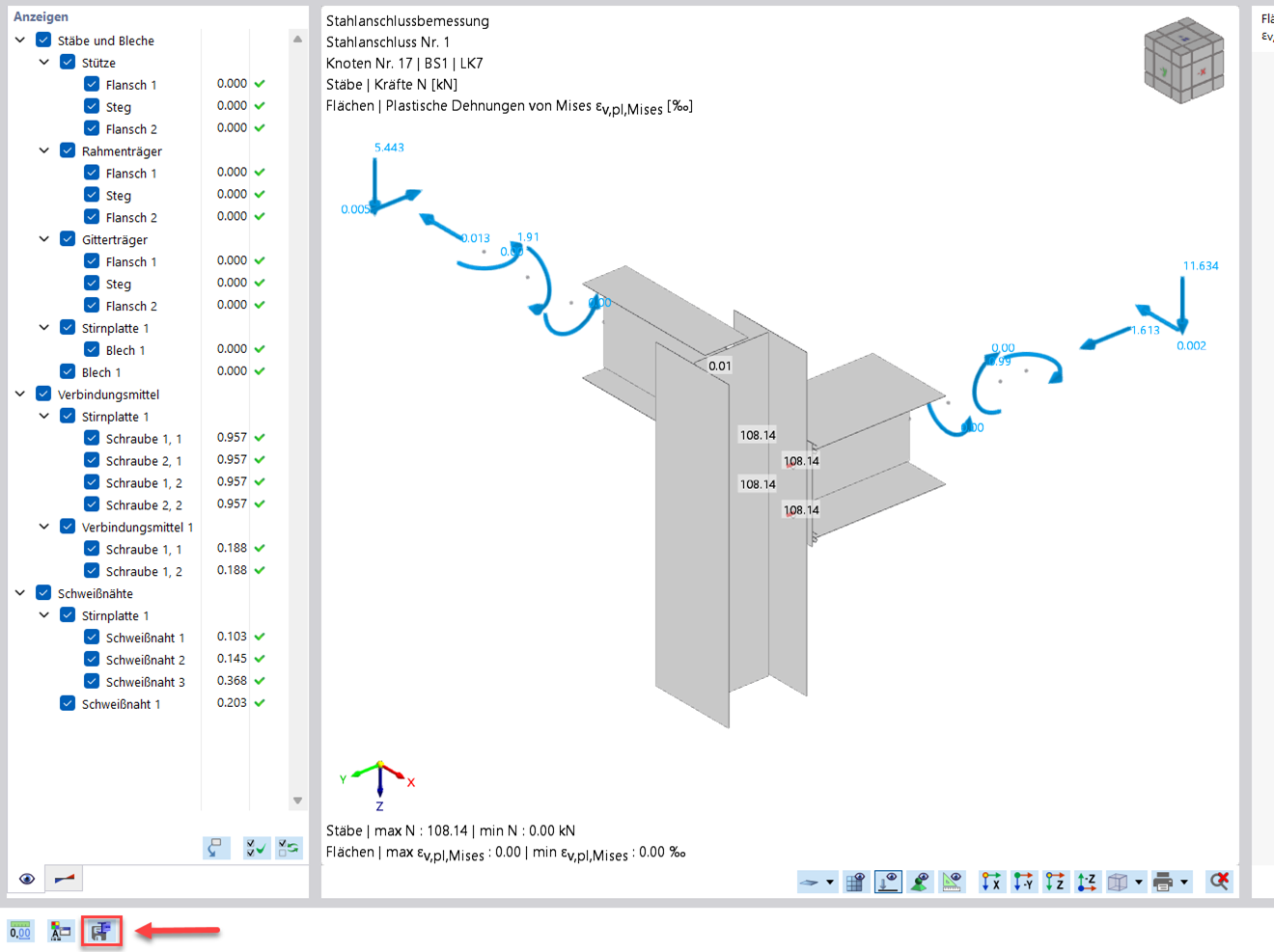 Le bouton enregistre le modèle EF de la connexion en acier de remplacement en tant que fichier RFEM séparé.