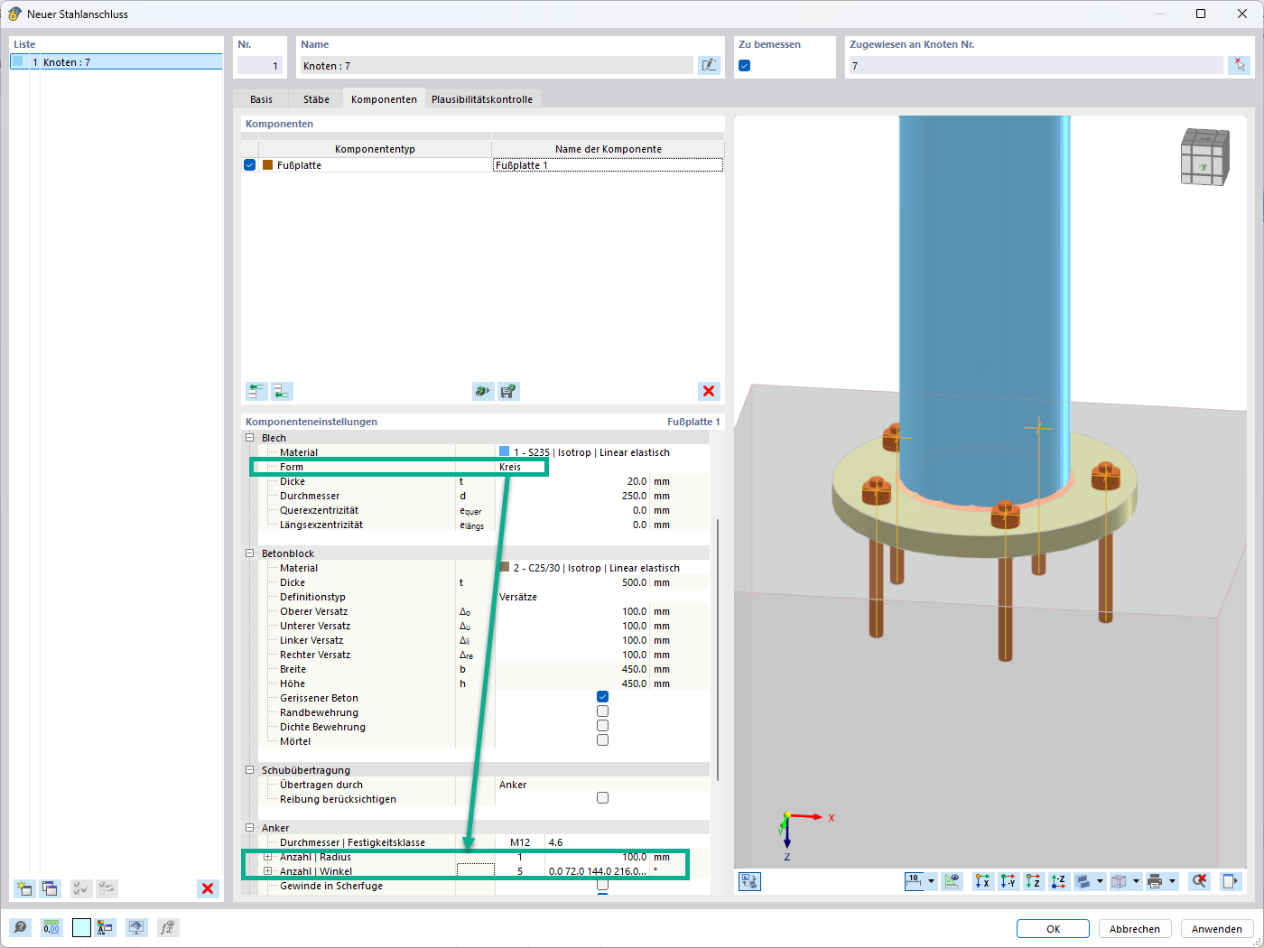 Disposition circulaire de points d’ancrage sur une platine d'assise