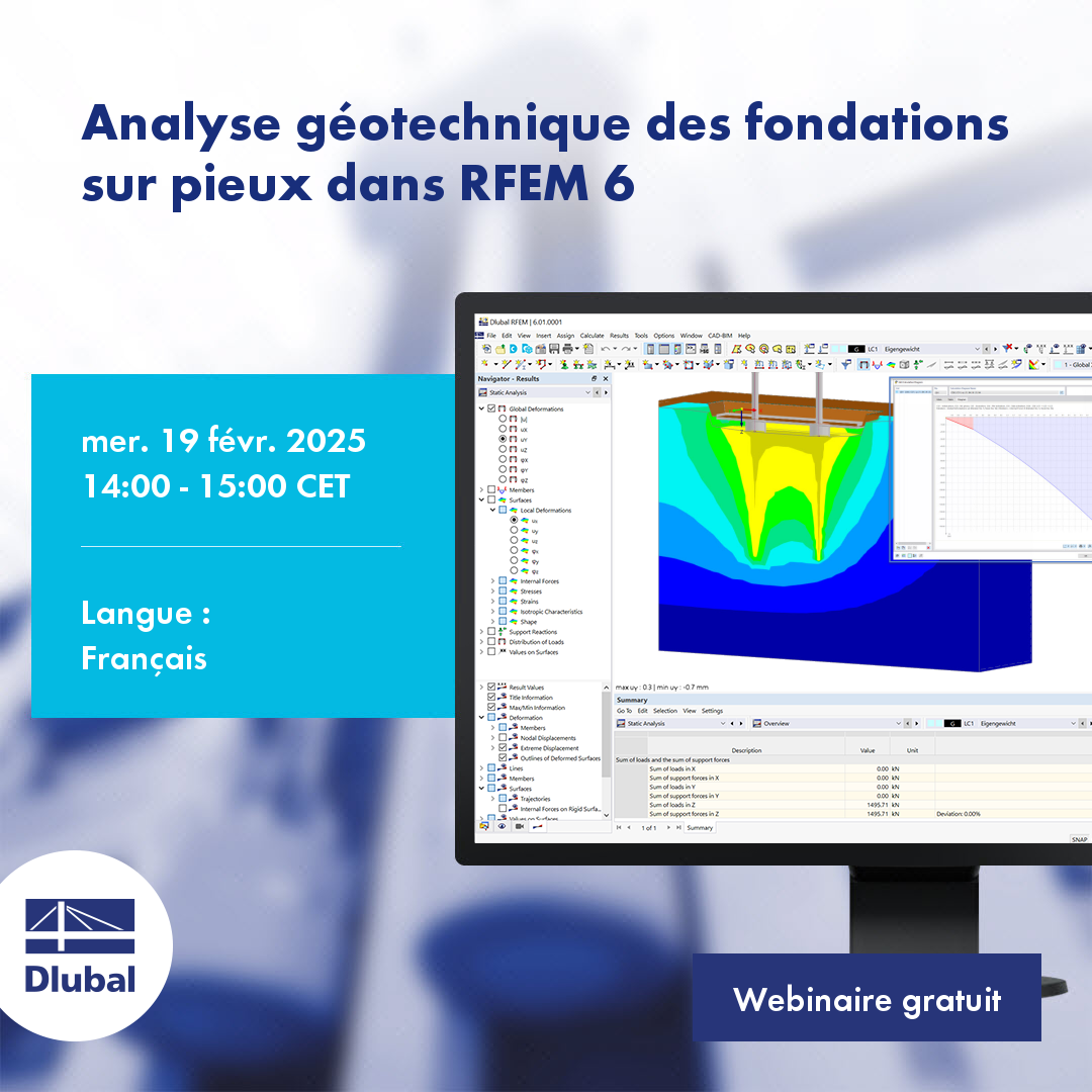 Analyse géotechnique des fondations sur pieux dans RFEM 6