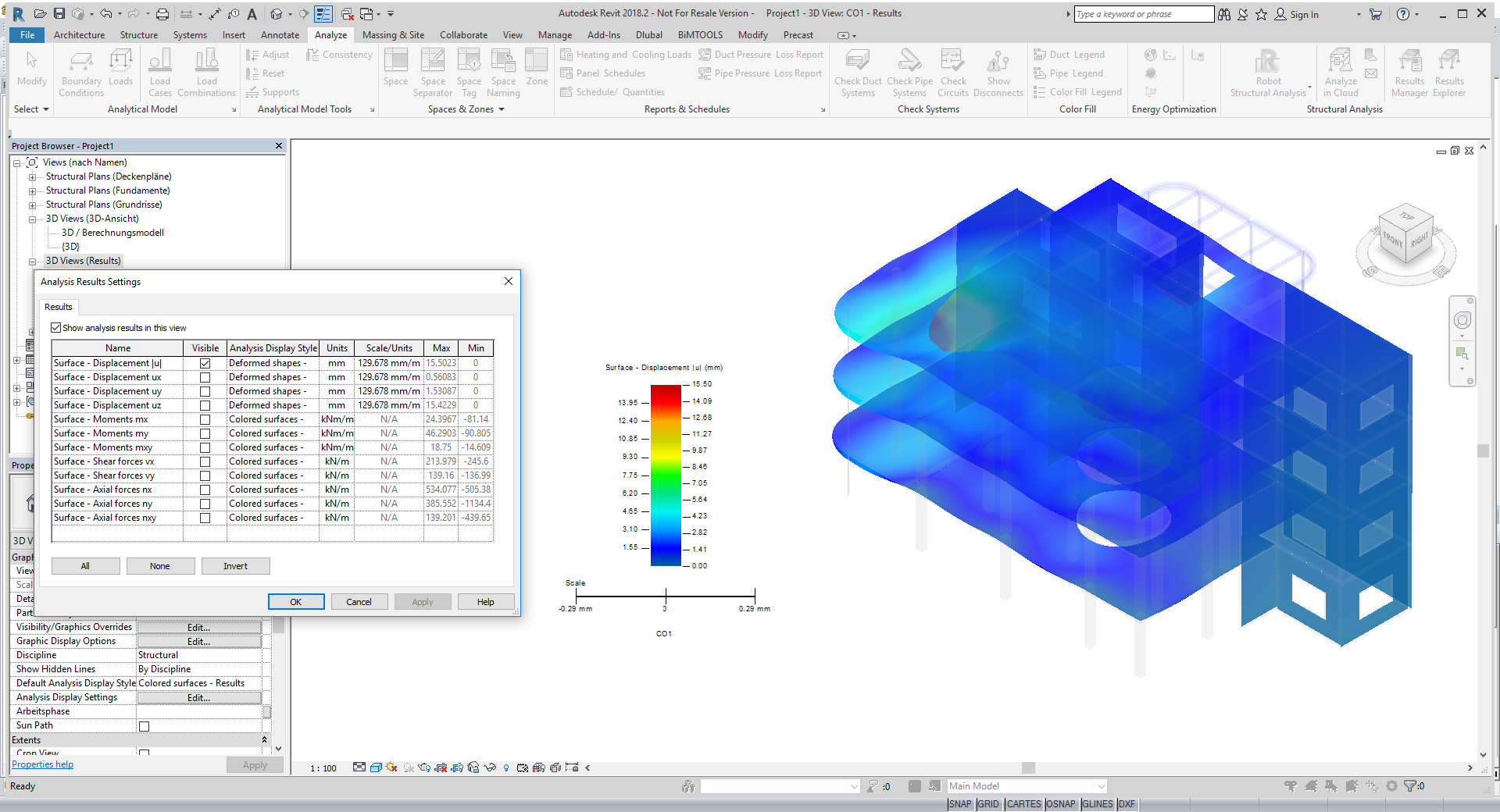 Spostamenti esportati in Revit