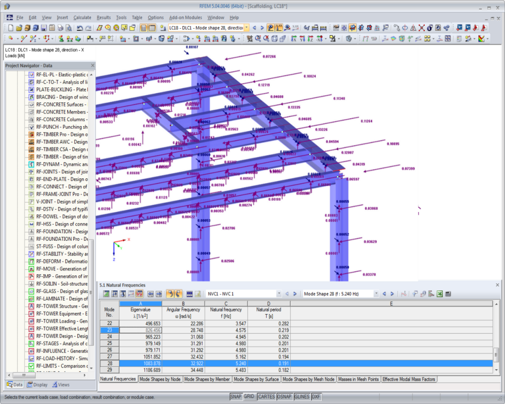 RF-DYNAM Pro - Equivalent Loads: carichi equivalenti da forme modali