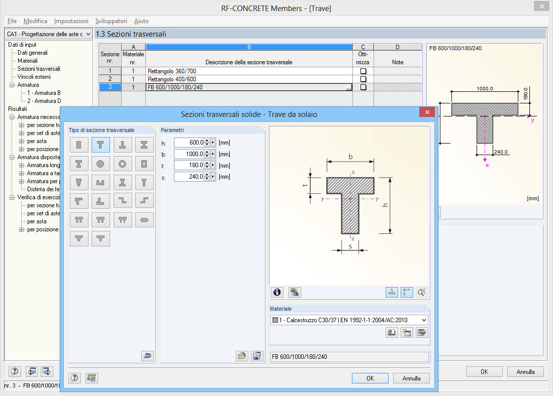 RF-BETON Stäbe - 1.3 Querschnitte