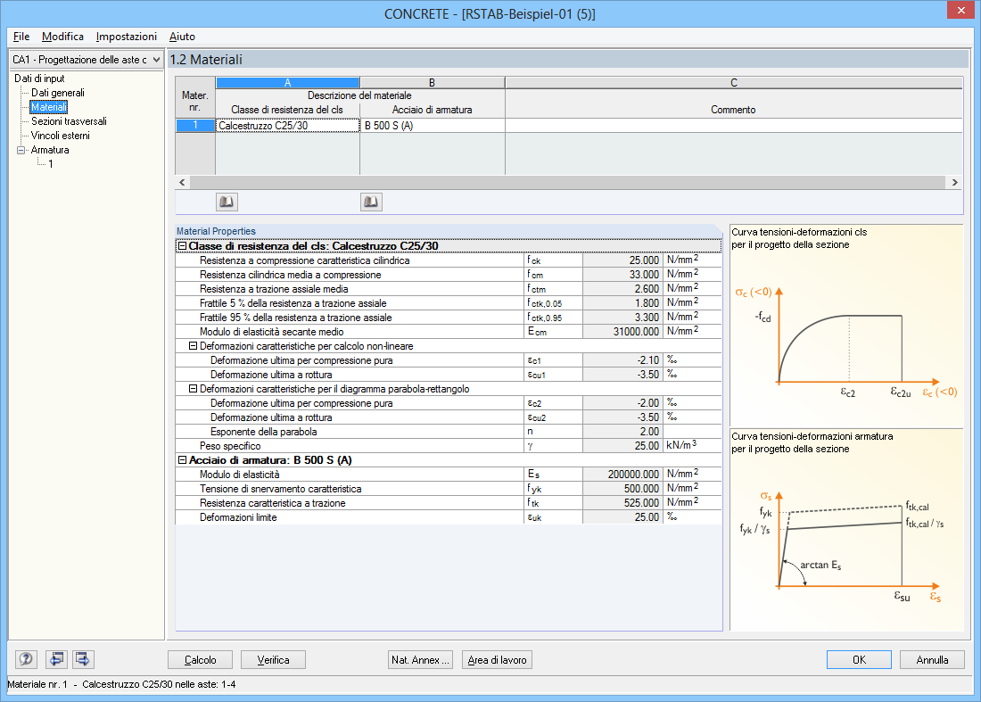 Finestra 1.2 Materiali