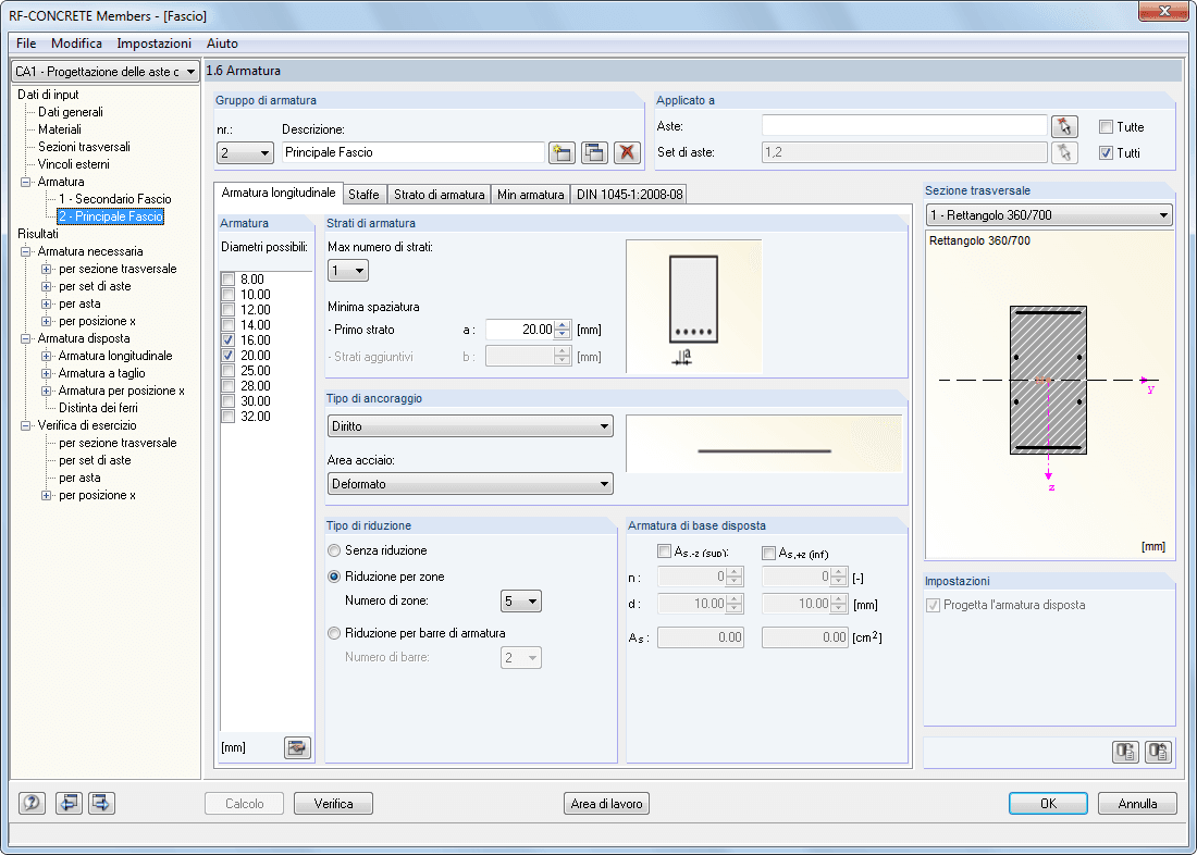 Maske 1.6 Bewehrung - Register Längsbewehrung