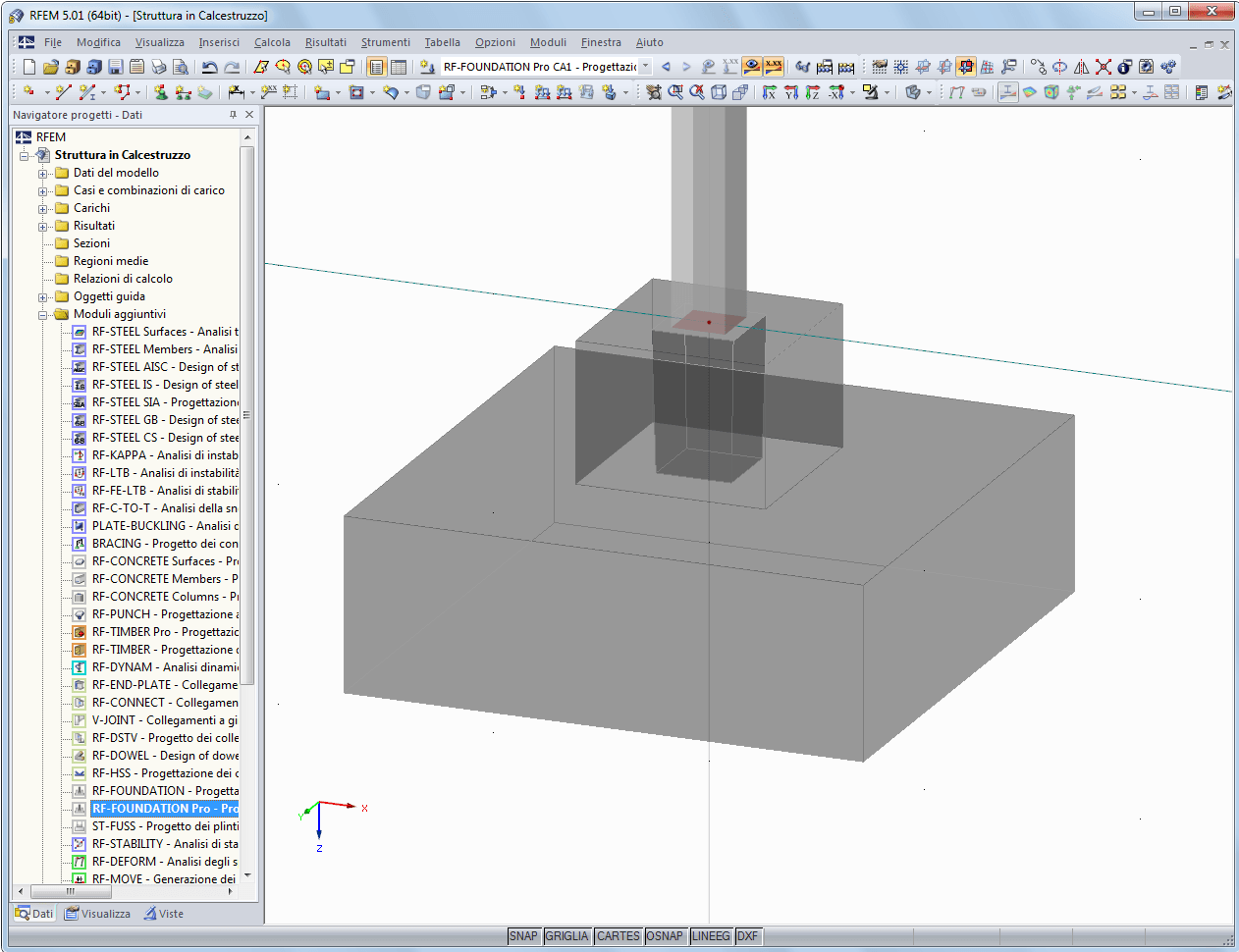 Fondazioni nel rendering 3D in RFEM