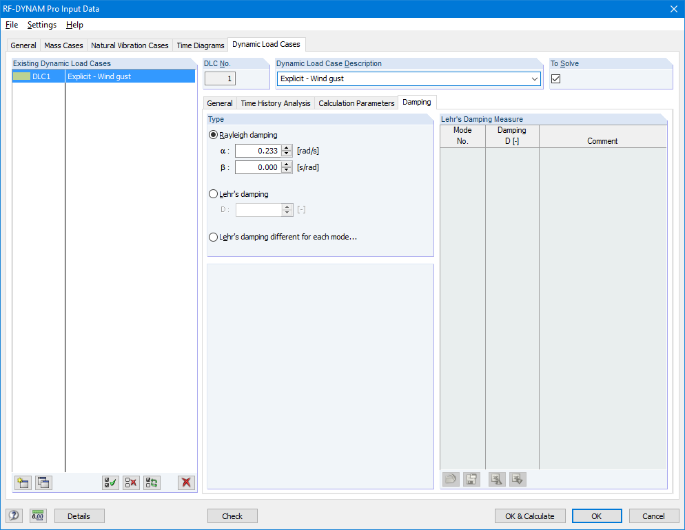 Dynamische Lastfälle - Dämpfung