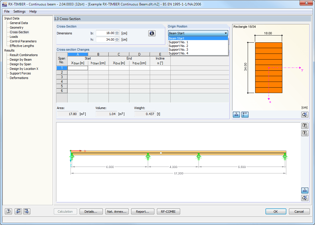 Finestra 1.3 Sezione trasversale