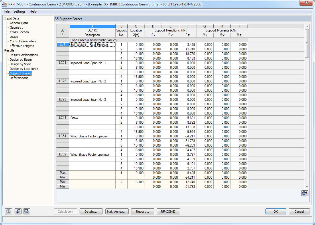 Finestra 2.5 Forze di supporto